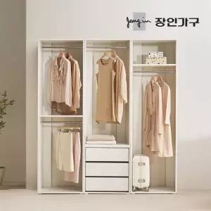 장인가구 올리세 E0 드레스룸 시스템 옷장 세트 1800 A (600 2단행거+긴옷행거+서랍옷장)