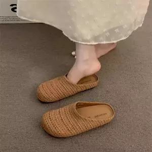 샌들 슬리퍼 스포츠 비치 여름 여성 플랫 바닥 뮬 슬립온 PVC 소재 미끄럼 방지 낮은 굽 스타일 캐주얼 웨