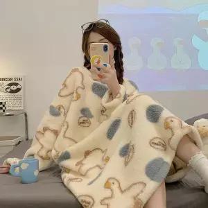 [하프클럽/]코크니앵 원피스잠옷 동물무늬 밍크원피스 극세사잠옷 라운지