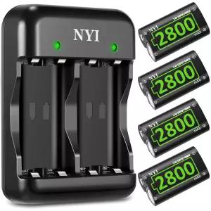 Xbox 시리즈 S/X 및 S/X/Elite용 NYI 6720mWh 충전식 배터리 키트 - 고속 충전기 포함 4배 고출력 NI-MH