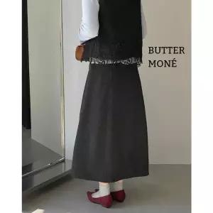 [하프클럽/]버터모네 겨울 데일리 여성 기모 스커트 미디롱 하이웨스트 플