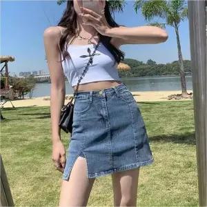 [하프클럽/]스커트 이너 옆트임 청치마 데님 짧은 속바지 미니