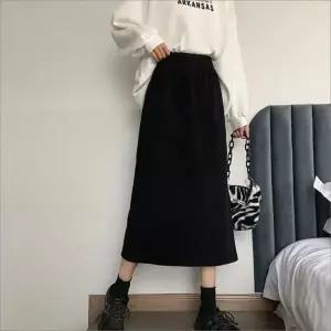 [하프클럽/]편한 스커트 데일리 2색 치마 롱 겨울 허리밴딩 여자