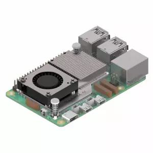 라즈베리 파이 5용 아르곤 액티브 쿨러 대형 알루미늄 히트싱크 및 5 팬 30mm PWM 송풍기 타입 THRL