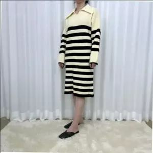 [하프클럽/]세로줄 가로줄 니트원피스 가을철데일리