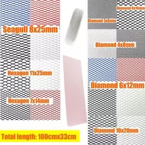 100x33cm 알루미늄 레이싱 카 범퍼 그릴 메쉬 네트 벤트 블랙 실버 레드 블루 튜닝 유니버설 프로텍터 홈