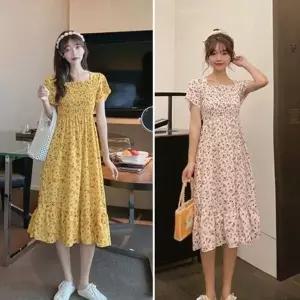 [하프클럽/]하절기 샤랄라 데일리 허리주름 스모크밴딩 원피스룩플라워치