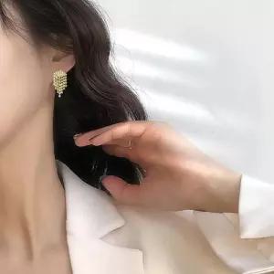 [마리엔코코][S]화려한 큐빅 태슬 은침귀걸이_IH