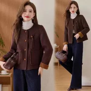 타노스여자 모직 울 가을 코트 겨 쇼트 깊은 데일리룩 리버시블 KUK3