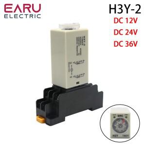 Delay Timer H3Y-2 DC12V DC36V 와 베이스 소켓 전원-on 회전 노브 DPDT 0-60Min 타이머