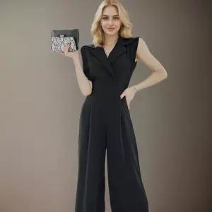 타노스여자 데일리룩 정장 바지 여름 칼라 와이드 오피스 점프슈트 KUK2