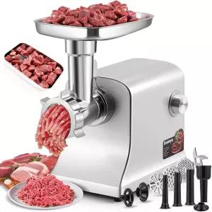 화뉴 전기 고기 그라인더 소시지 메이커 기계 2800W 맥스 헤비 듀티 스테인리스 스틸 블레이드 3 연삭