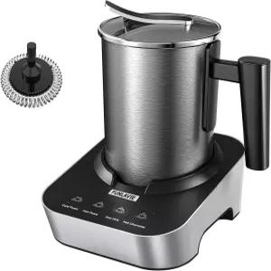 펀라비 4-in-1 전기 우유 거품기 및 찜기 자동 차단 기능이 있는 400ml 13.5온스 스테인리스 스틸 피처 핫