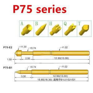 100PCS 스프링  핀 P75-A2 B1 E2 E3 D2 J1 Q1 Q2 H2 LM2 T2 외경 1.02mm 길이 16.5mm PCB 프로브