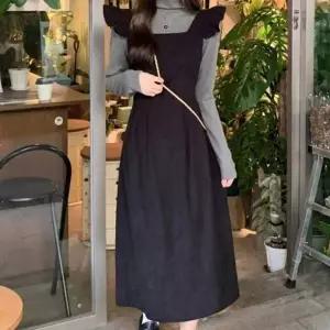 [하프클럽/]어깨 러플 디테일베스트 뷔스티에 패션 코디레이어드 드레스