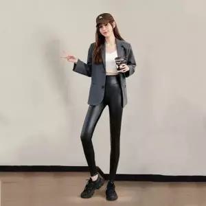 [하프클럽/]PU 플리스 피트팬츠 여자 베스트스키니 하이웨스트 슬랙스 벨벳