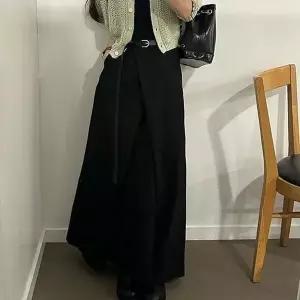 [하프클럽/]사선랩 레이디스일상 뒷밴딩 롱스커트 베이직