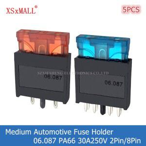 5PCS 중간 자동차 퓨즈 홀더 30A250V 06 087 2PIN ATC PA66 표준 블레이드 PCB 장착되는 퓨즈로 8PIN 패널 ATO