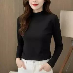 [하프클럽/]여자 유니크 식스컬러미니멀 슬림 웜라이닝 목폴라티 LKT9518