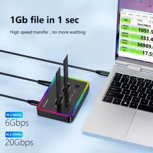 블루엔들리스 오프라인 클론 듀얼 프로토콜 M.2 SSD 케이스 도킹 스테이션 C타입 10Gbps PCIe NVME 또는