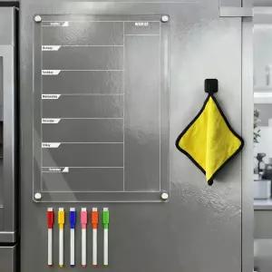 릴 마그네틱 드라이 이레이즈 캘린더 냉장고용 투명 수직 식사 플래너 메뉴 지우기 화이트보드 플래닝 보드