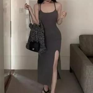 [하프클럽/]스트랩 조절 타이트 컷아웃 끈나시롱원 미시룩 원피스룩 골지롱