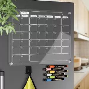 릴 마그네틱 드라이 이레이즈 캘린더 냉장고용 클리어 월간 화이트보드 플래너 지우기 플래닝 보드 화이트