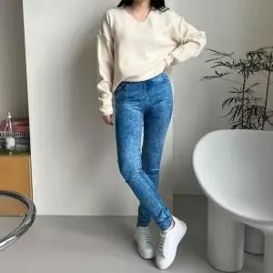[하프클럽/]심플 돌청 워싱 보아 블루진타이즈 청레깅스 기모청