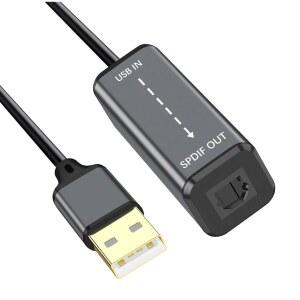 [미국배송] USB A TO TOSLINK 광 오디오 어댑터 타입 SPDIF 디지털 변환기 WINDOWS / LAPTOP PC 전용(단방향 OPTICAL) 호환