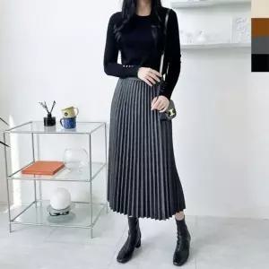 [하프클럽/]KYI SH8939 스탠다드플리츠 주름 롱스커트