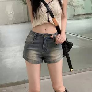 EAMT 여성 청 빈티지 여름 핫팬츠 힙스터 A라인 청반바지 EUNG2