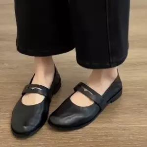 룽나루 여사친 구두 플랫 스몰 화 슈즈 슬림핏 발레 펌프스 양가죽 메리제인 HO5