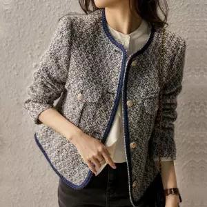 [몽벨리즈]딥블루배색트위드자켓 mde2300680