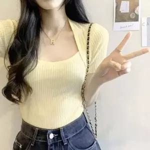 [하프클럽/]걸 일상시즌 니트셔츠 스트라이프짜임 반소매 티탑 S/S 하절기