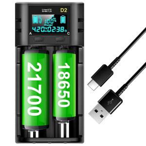 [미국배송] 18650 배터리 충전기 3.7V 리튬 이온 배터리용 LCD 디스플레이 충전기 18650 26650 21700 18500 18350 16650 1.2V LIFEPO4 NI-MH NI-CD AAA 충전식 배터리(배터리 미포함)