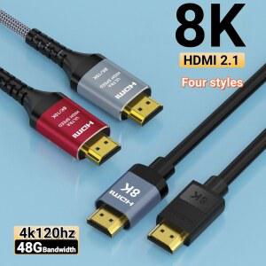 ziqier 8k hd hdtv rtx 케이블 4k 3080 8k 48gbps 코드 tv 편조 60hz roku 초고속 3090용 120hz