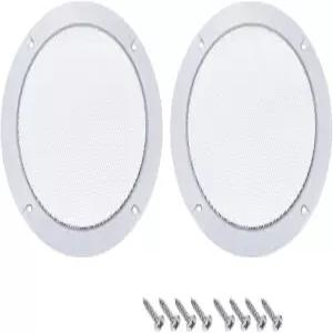 uxcell 2pcs 5인치 장착 구멍 대각선 거리 스피커 그릴 메쉬 장식 원형 우퍼 가드 프로텍터 커버 화이트