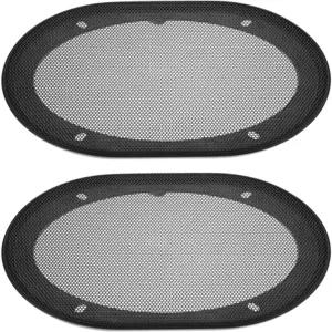 uxcell 스피커 그릴 커버 5.94X8.27인치 메시 장식 사각 서브우퍼 가드 프로텍터 블랙 2개