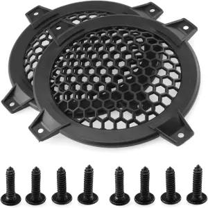 DGZI 4인치 그릴 커버 2PCS 블랙 라운드 ABS 플라스틱 메시 자동차 오디오 스피커 우퍼 서브우퍼