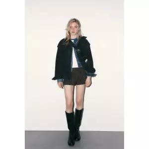 ZARA 100% 스웨이드 가죽 포켓 재킷 - 블루