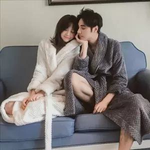 [하프클럽/알티피아]수면 커플 샤워 가운 호텔 극세사 샤워 가운 겨울 목욕