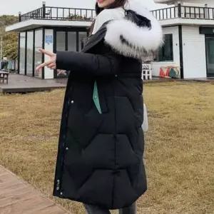 롱패딩코트 여성 겨울 페이크털 후드 집업 하프 롱 패딩 코트
