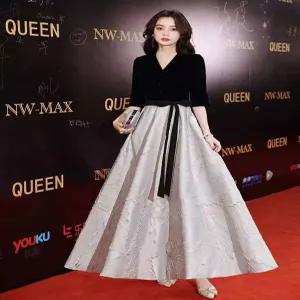 이브닝 행사 롱 연말 벨벳 피로연 드레스 블랙 파티