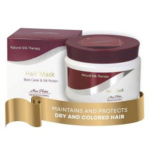 플래틴 프로페셔널 헤어 마스크 500ML 블랙 캐비어와 건조하고 실크 유색이며 손상된 함유된 컨디셔닝 단백질이 소금 SLS 모발을 위한 프리 천연