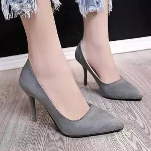 심플 스웨이드 뾰족코 펌프스힐 스틸레토 하이힐 11cm