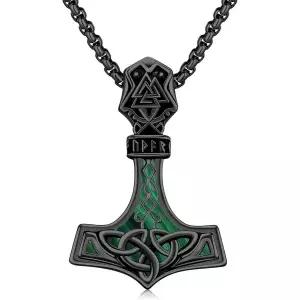 12320148 남자 목걸이 캐주얼 패션 가벼운 Thors Hammer 남성용 925 스털링 실버 블랙 노르웨이어 묠니르