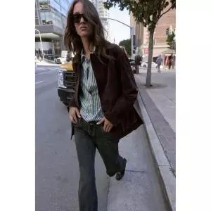 ZARA 100% 스웨이드 재킷 - 브라운