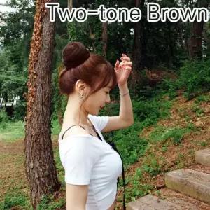 올림 투톤브라운 머리 머리끈 곱창 당고머리 헤어밴드