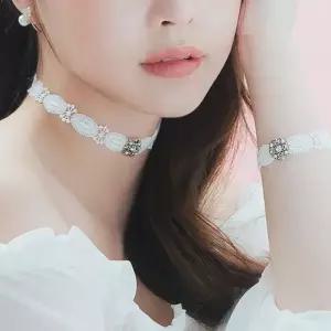 (팔찌+목걸이) 에스닉 레이스 초커 세트 엔틱목걸이