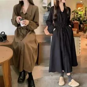 [하프클럽/]여자 FW 카라 골덴 미니멀리즘 원피스